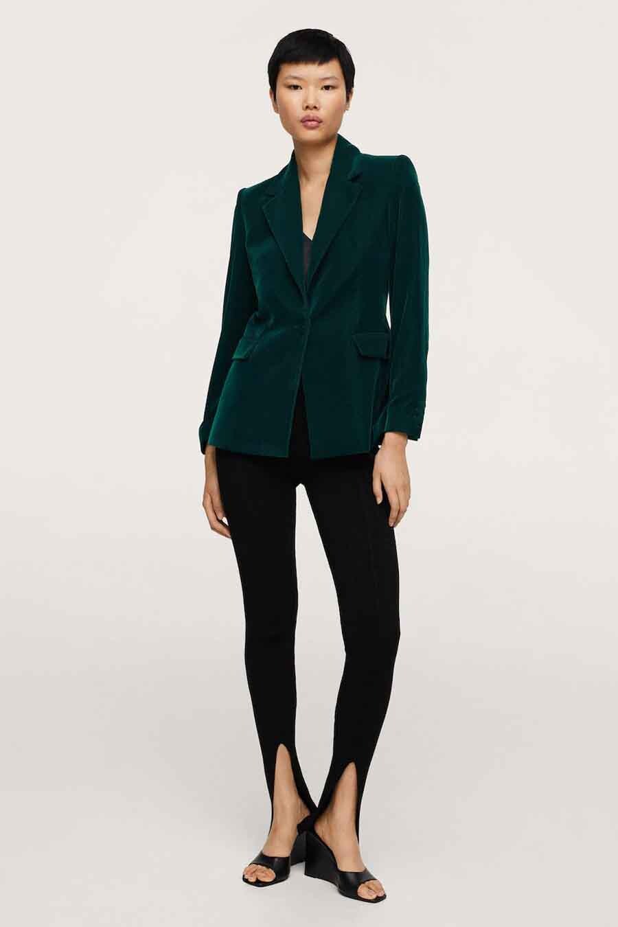 Blazer vert mango sale